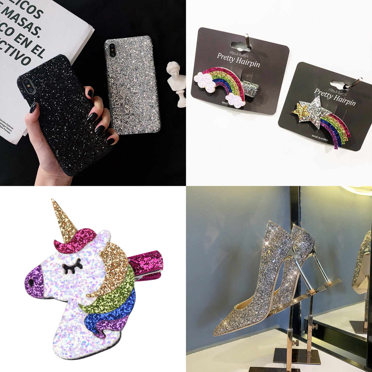 PU Glitter Leather 8-Color Coarse 1.2mm Thick Sheets with Hexagon Flakes for Mak