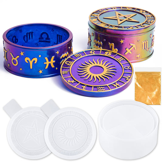 Silicone Resin Molds Constellation Storage Box Jewelry Organizer Zodiac DIY Jars