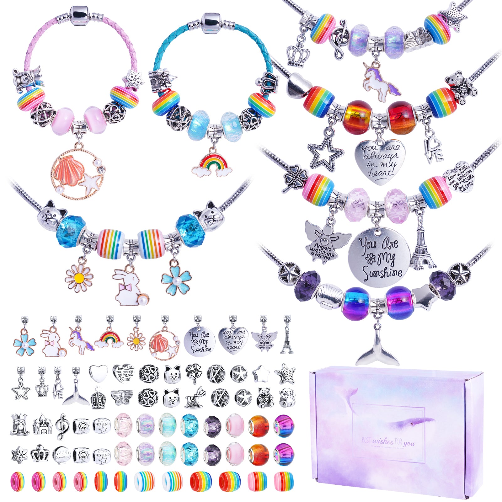 Bracelet Making Kit, Jewelry Making Supplies Mermaid Unicorn Gifts