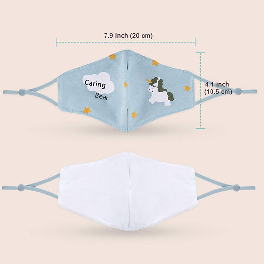 Kids' Protective 3-Pack Assorted Colors Cute Cartoon Unicorn Washable Reusable