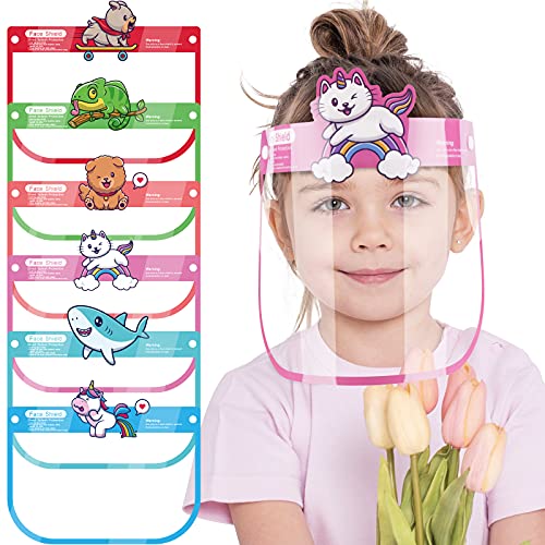 6PCS Kids' Protective Safety Face Shields Reusable Clear Cover Cartoon Designs-B