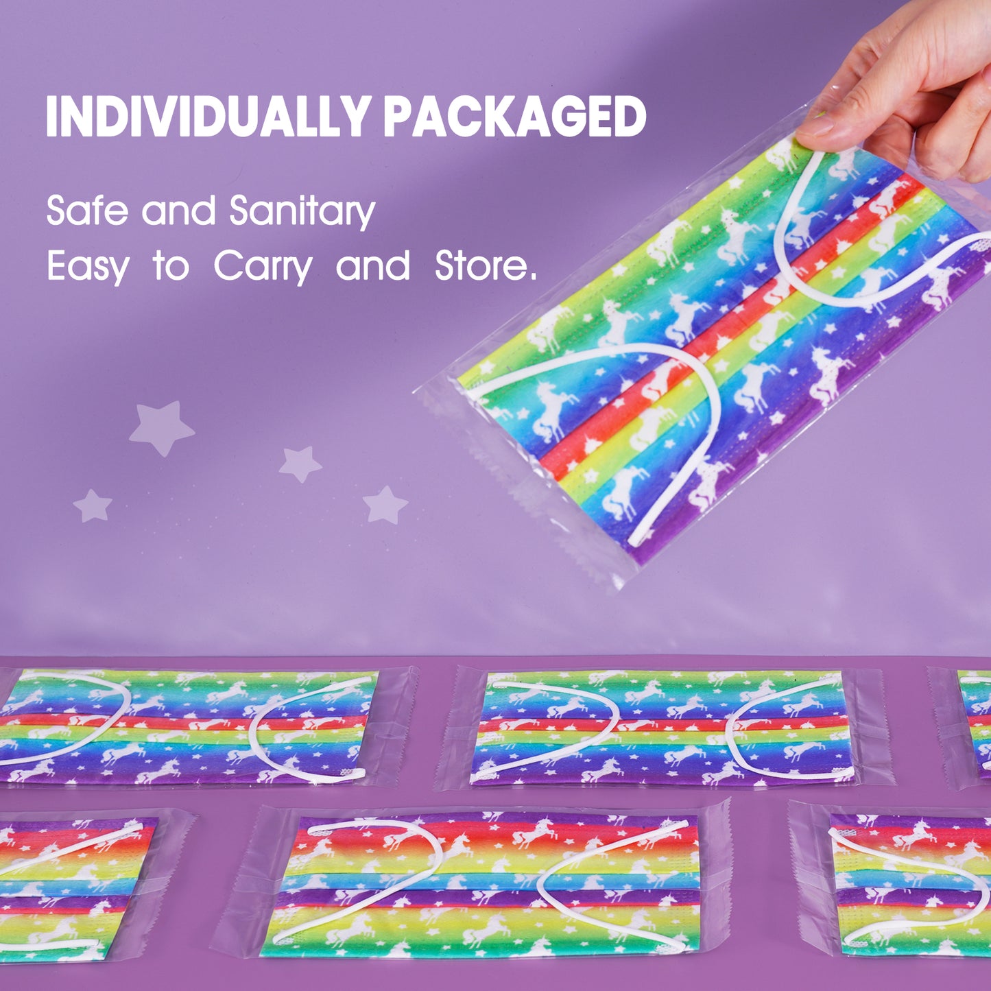 60PCS Disposable Protective s Rainbow Color Unicorn Star Pattern Adult