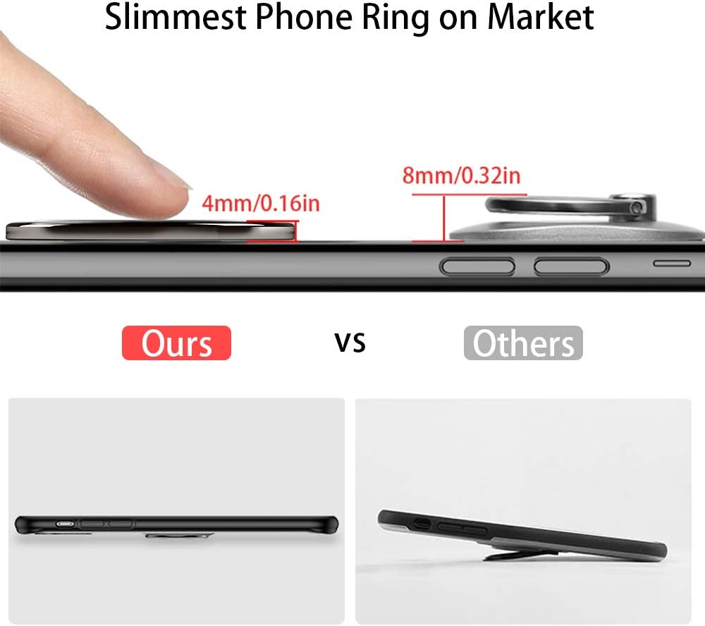 Ultra Slim Phone Ring Holder Thin Cell Phone Ring Stand Magnetic Car Mount Hook