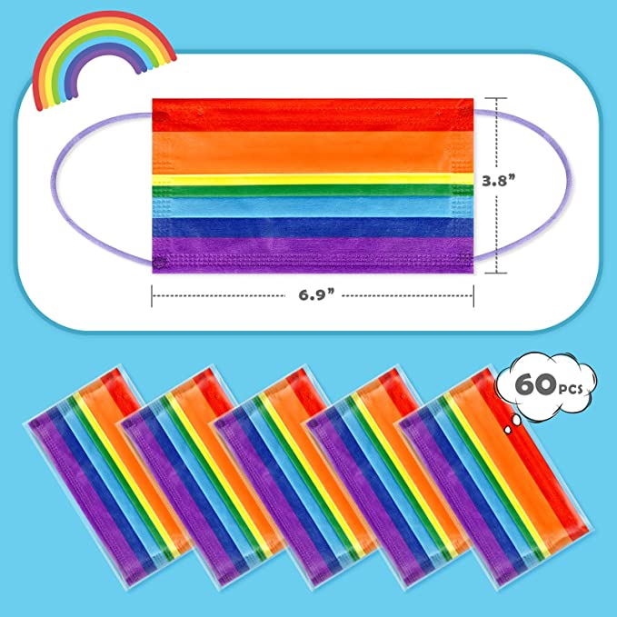 60PCS Disposable Adult Unisex Rainbow Colors Individually Packaged Light Soft