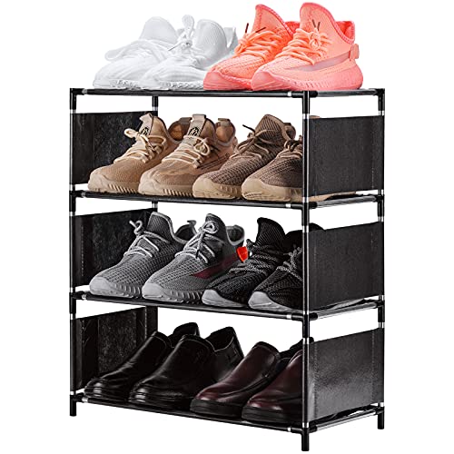 4-Tier Shoe Rack Stackable and Adjustable Lightweight Space Saving Metal Shoe