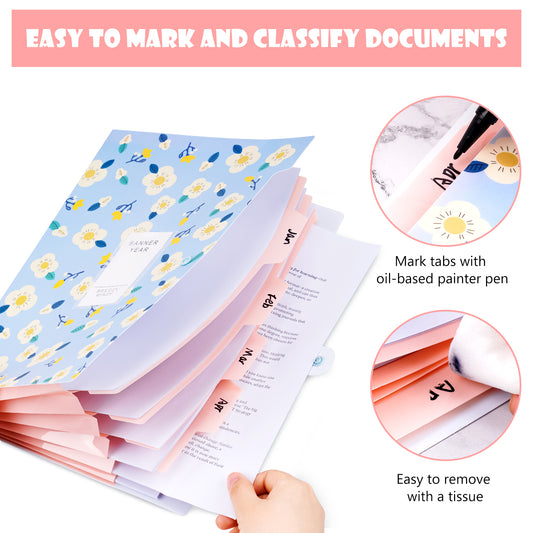 2-Pack Expanding Pockets File Folder A4 Letter Size & Dual Tip Oil-Based Paint