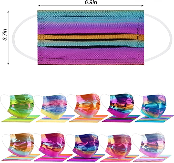50PCS Fashion Disposable Adult Glamorous Iridescent Glitter 10 Gradient Colors