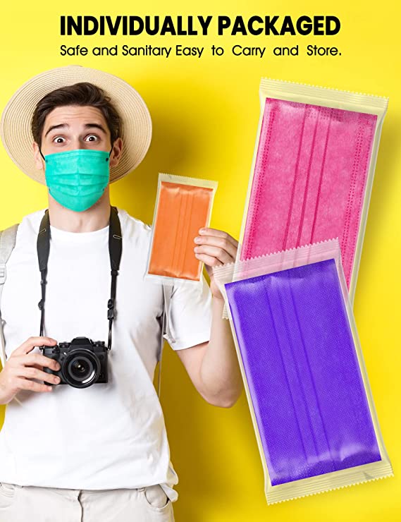 50PCS Adult Disposable Individually Wrapped Breathable Non-Woven 10 Solid Colors