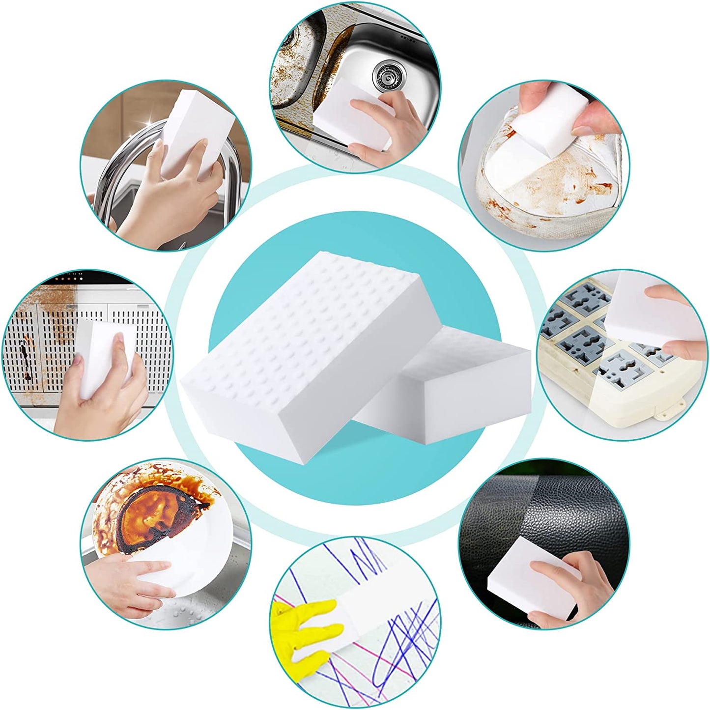 Magic Nano Sponge Erasers 100PCS Multi-Functional Melamine Cleaning Foam Cleaner