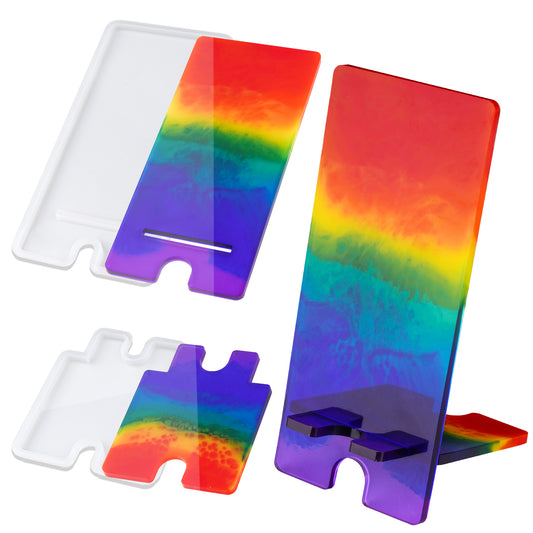 Epoxy Resin Phone Stand Soft Silicone Mold and Star Glitter Sequins DIY Castin