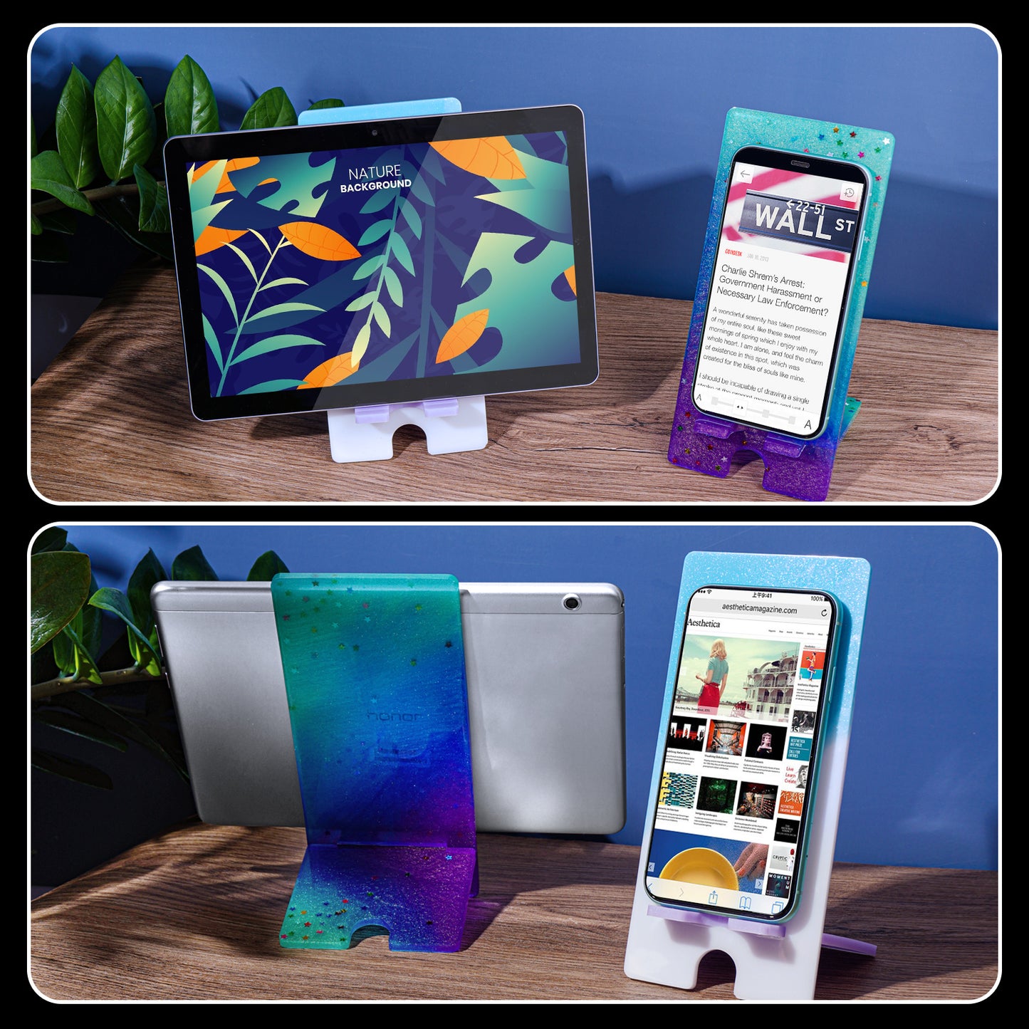 Epoxy Resin Phone Stand Soft Silicone Mold and Star Glitter Sequins DIY Castin