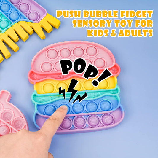 Silicone Push Pop Bubble Fidget Toy 3PCS Fast Food Sensory Toys Stress Reducer