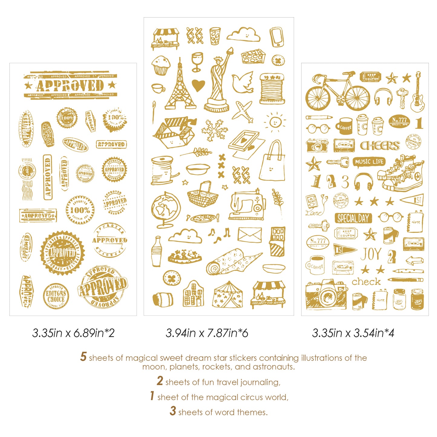 12 Sheets Golden Stickers DIY Resin Art Jewelry Casting Mold Supplies, Assorte