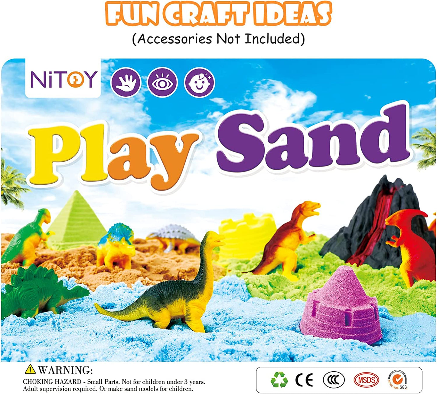 Play Sand 11lbs 5 Color Refill Pack Moldable Indoor Self-Sticky Sensory Sand Box