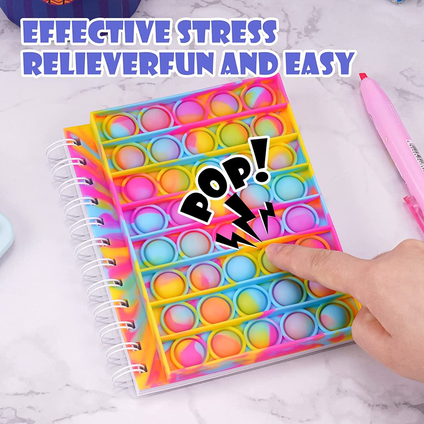 Notebook Pop Bubble Fidget Sensory Toy A6 Journal Pad 80 Sheets Silicone Popper