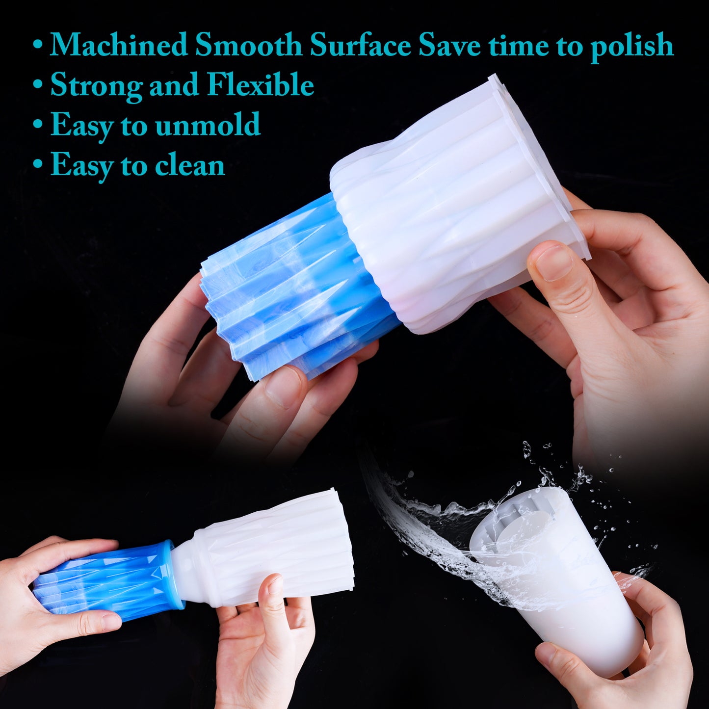 3PCS Small Crystal Vase Epoxy Resin Silicone Casting Mold+Silver Glitters, DIY