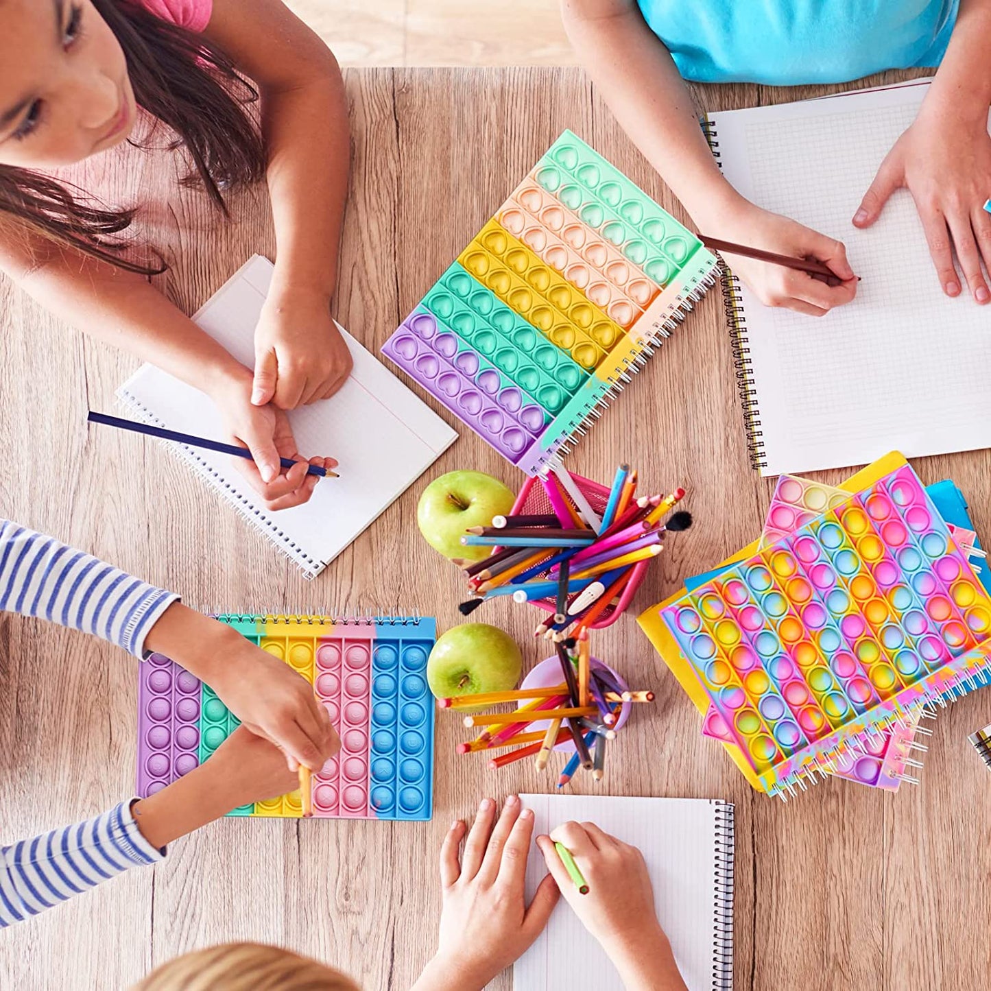 Fidget Spiral Notebook Heart Bubble Silicone Push Pop Cover A5 Journal 80 Sheets