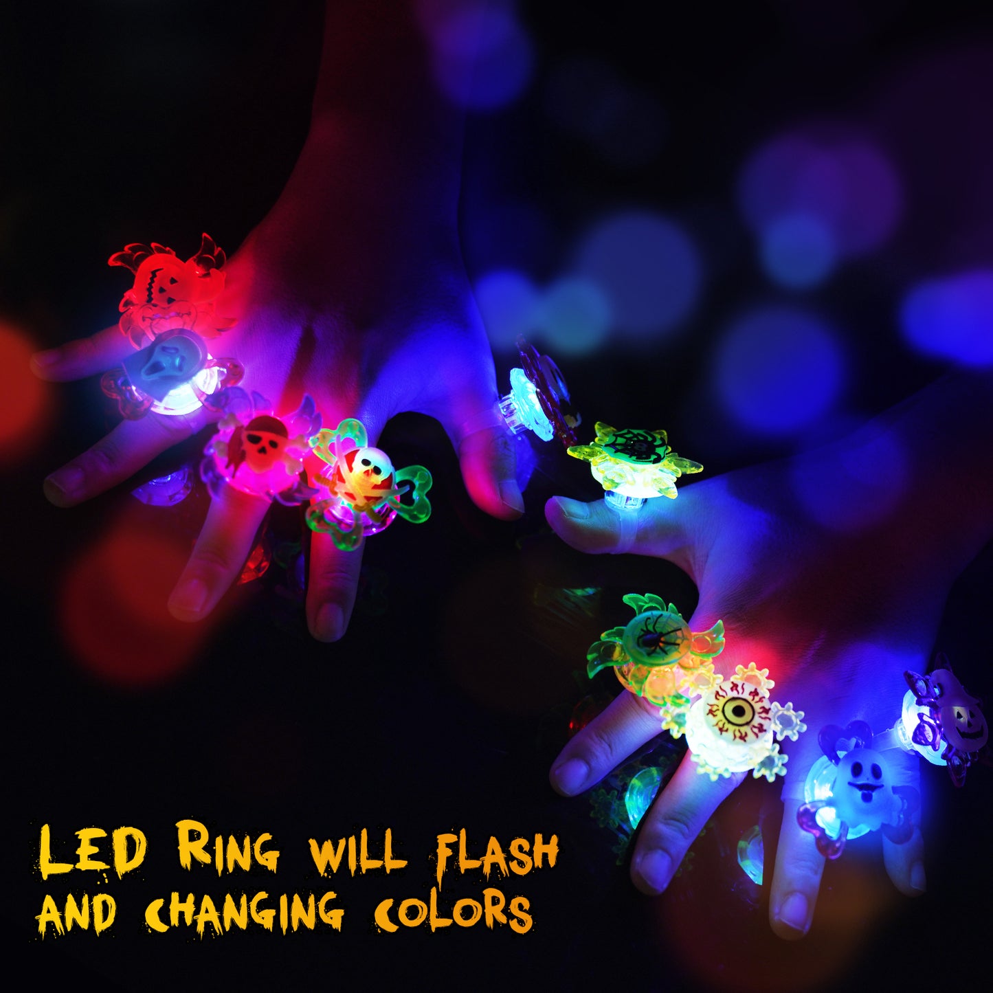 Fidget LED Light Spinner Ring 20PCS 5 Colors 10 Shapes Glow-In-The-Dark Flashing