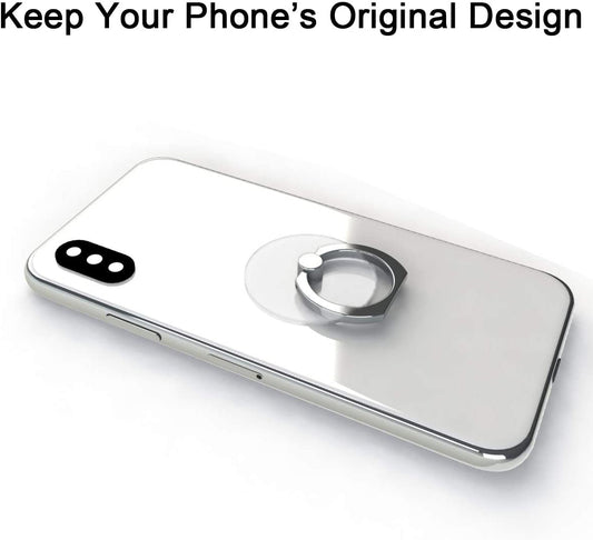 Clear Cell Phone Ring Holder Grip 360 Degree Rotation Finger Kick-Stand (Silver)