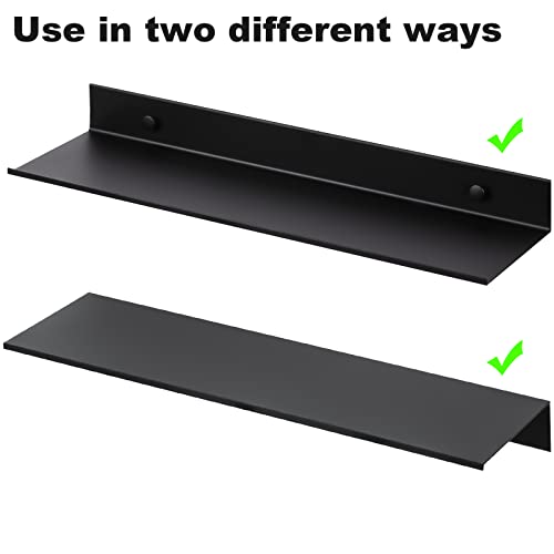 Aluminum Wall Mounted Floating Shelf with Picture Ledge 15.7x4.6 Display (Black)