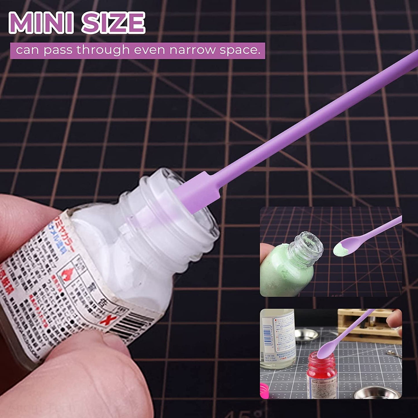 NiArt 8x Mini Silicone Spatulas Epoxy Resin Art 3 Sizes Double-End Scraper Spoon