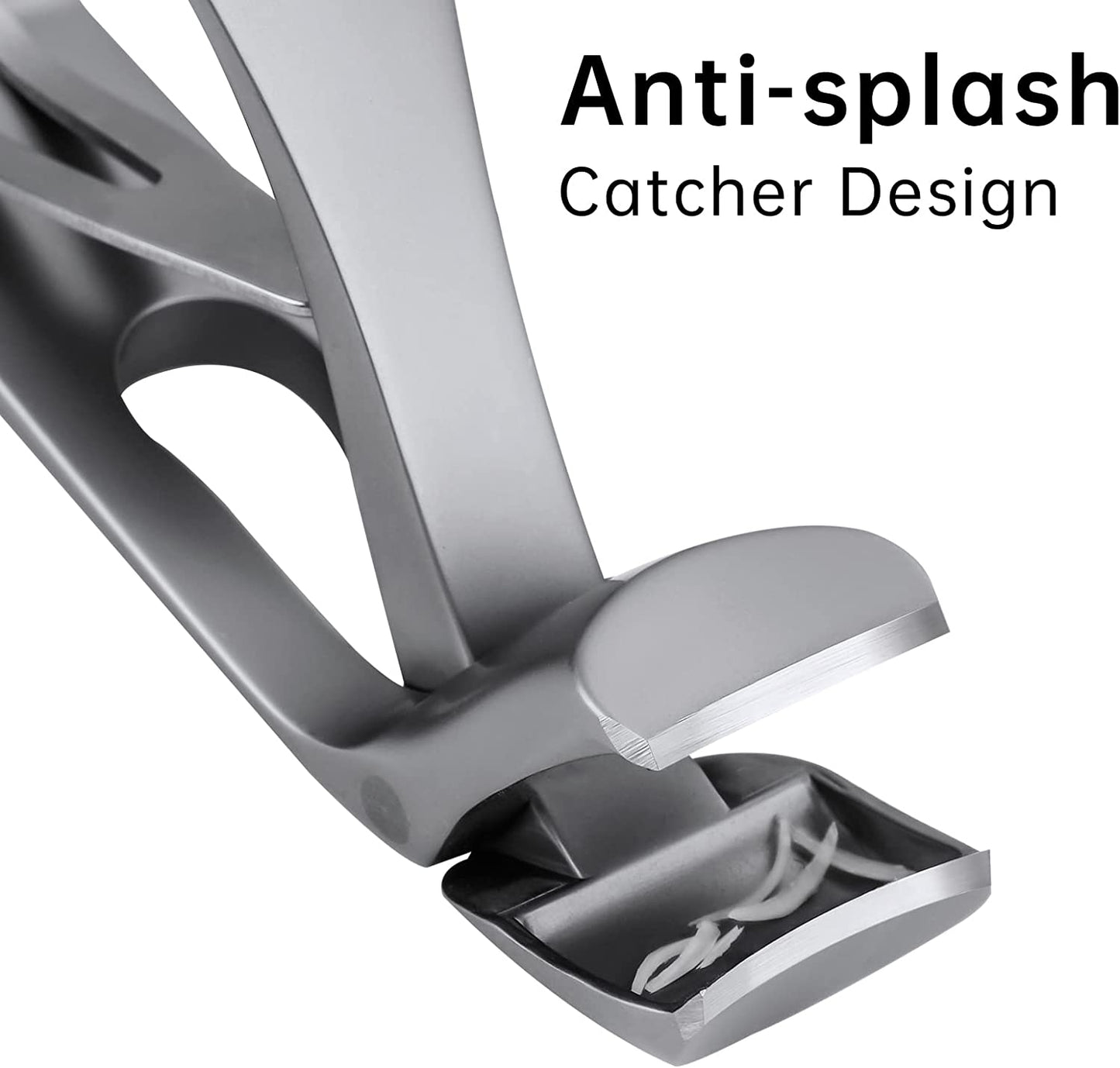 Ultra-Wide Jaw Opening Toenail Clipper Stainless Steel No Splash Clipper (Gray)