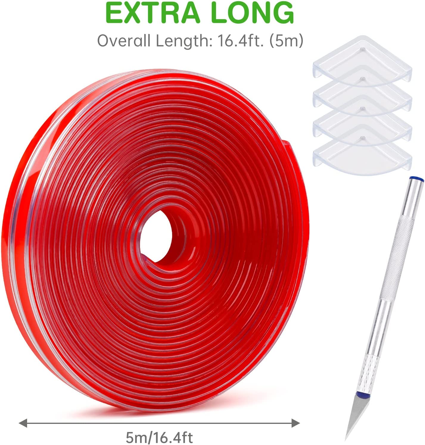 Baby Proofing 16ft/5m Soft Silicone Bumper Strip 4PCS Corner Protectors Scraper