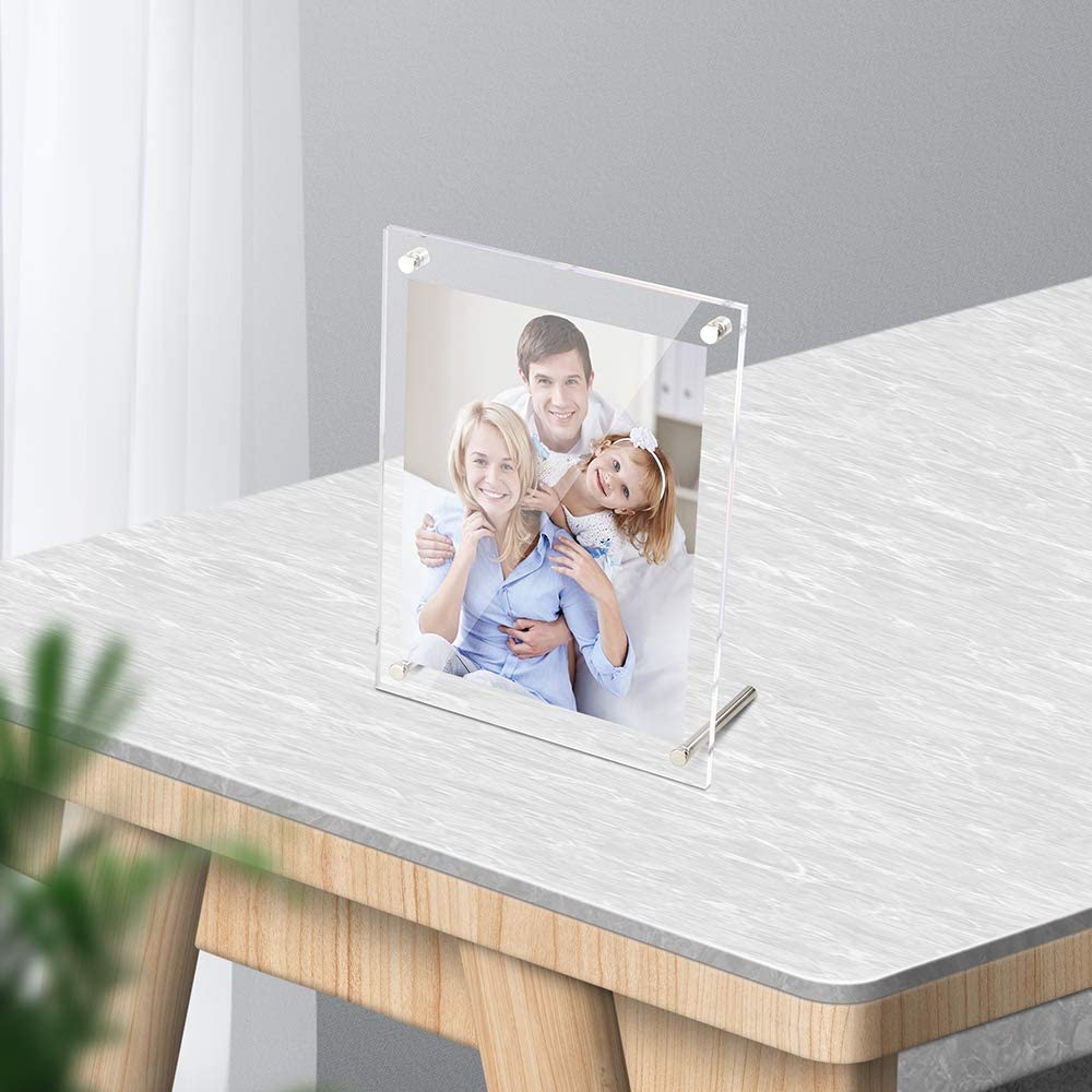 Picture Frame with Kickstand Support 5 x 7 inch, High Transparency Frameless A