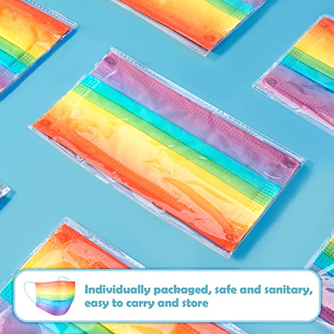 60-Pack Disposable Unisex Adult Size Gradient Rainbow Colors Individually Wrap
