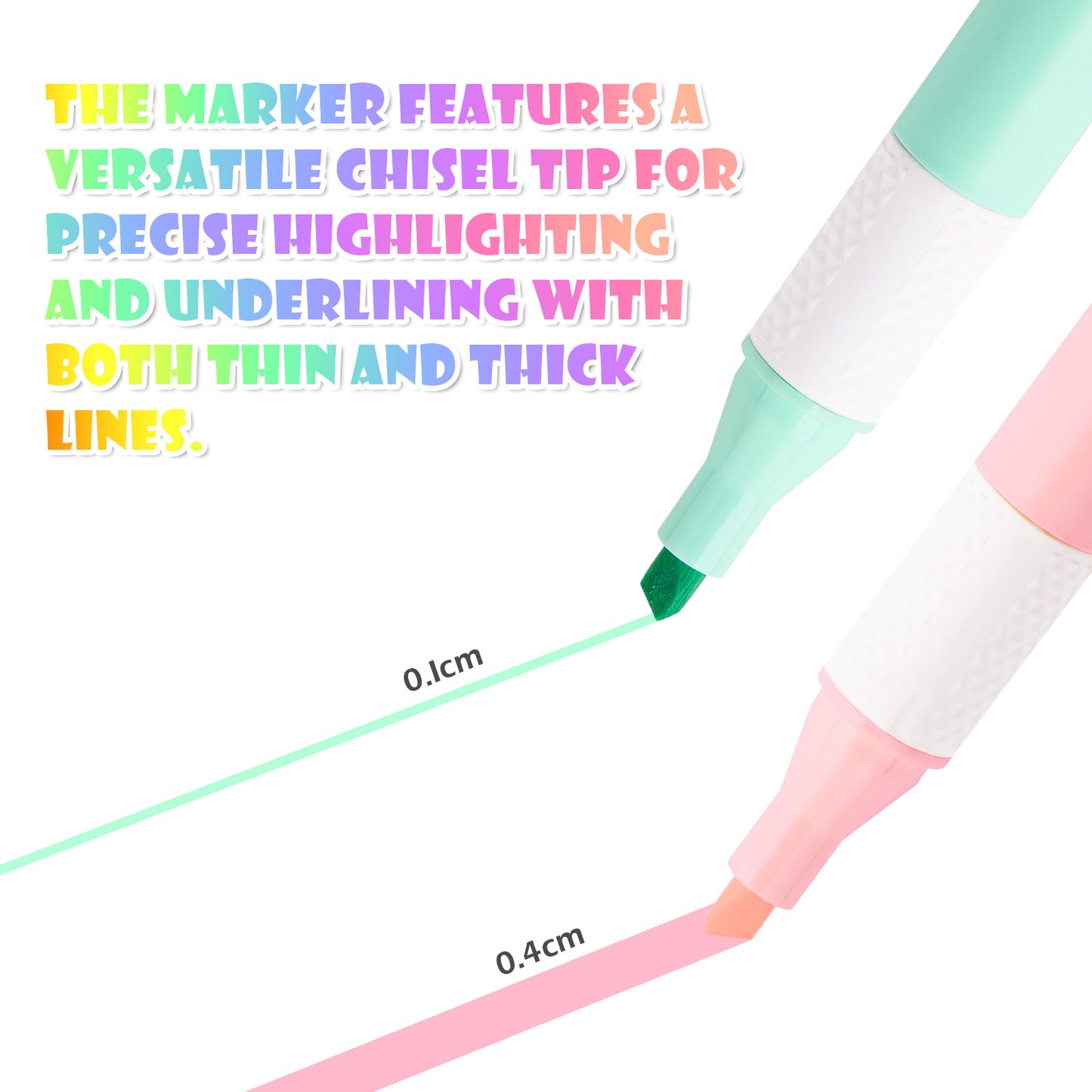 8-Pack Chisel Tip Macaron Color Pastel Highlighters, Quick Dry Water-Based Ink
