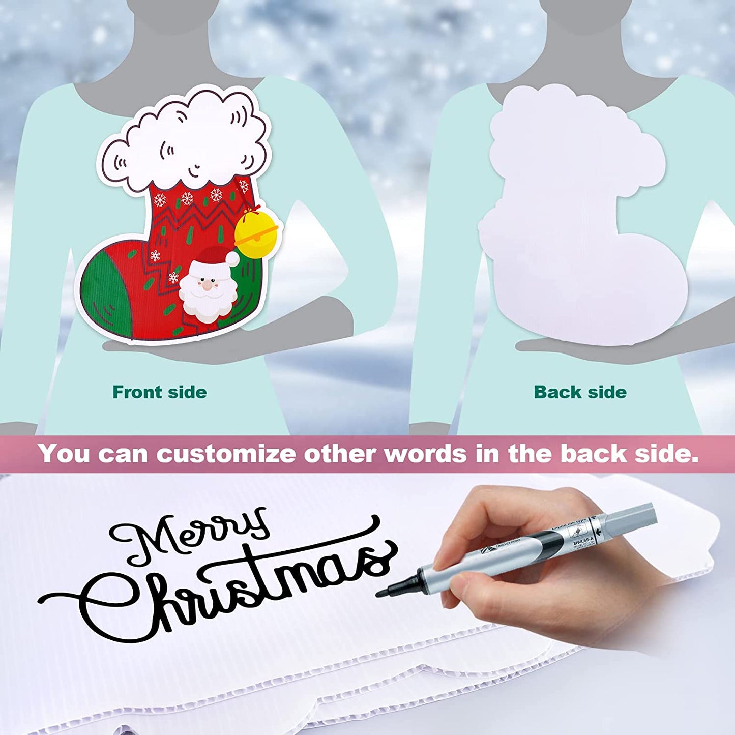 6PCS Christmas Yard Sign 15.4" Holiday Yard Lawn Christmas Outdoor Decorations