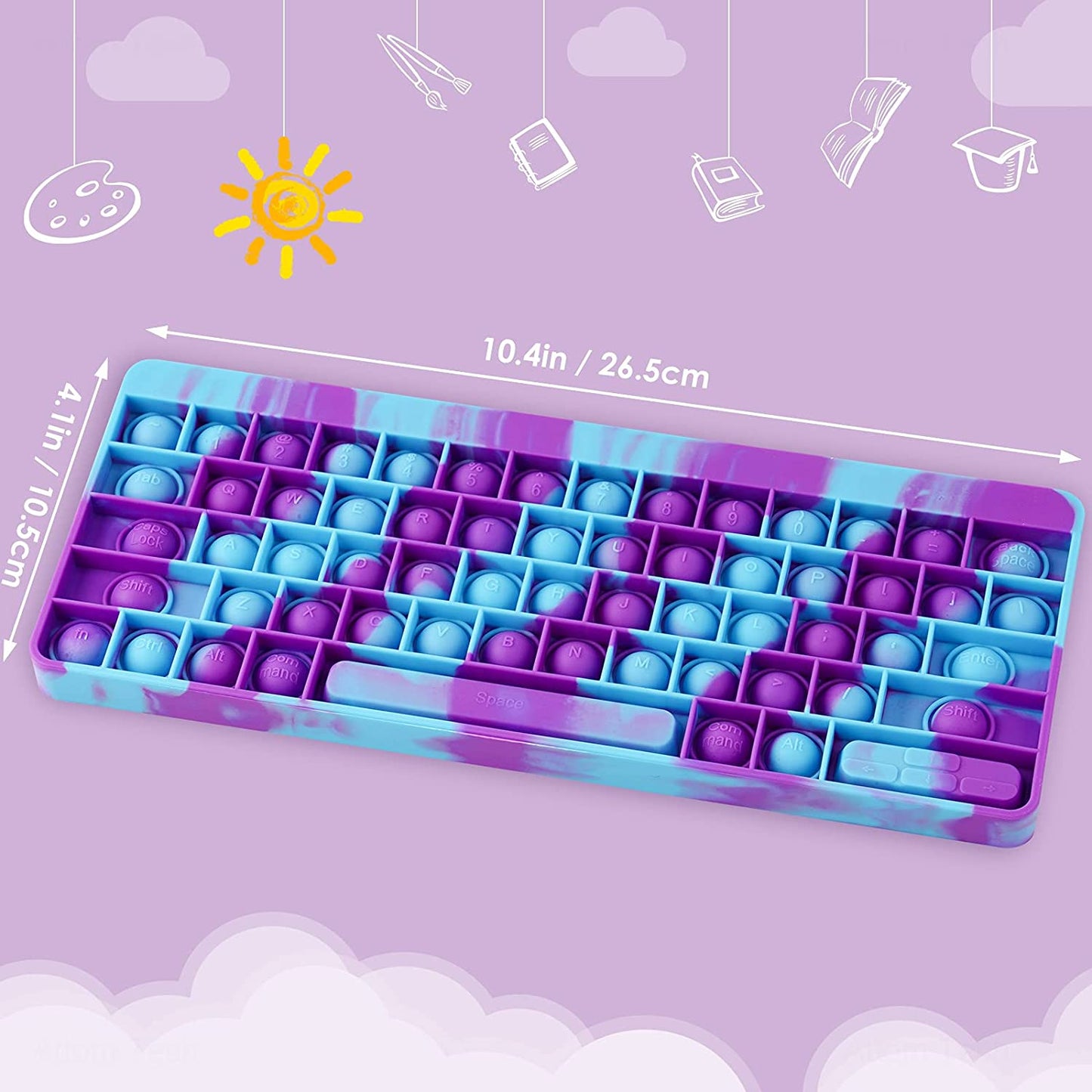 Silicone Keyboard Letter Bubble Popper Fidget Sensory Toy Big Size 10.6x4.3 Soft