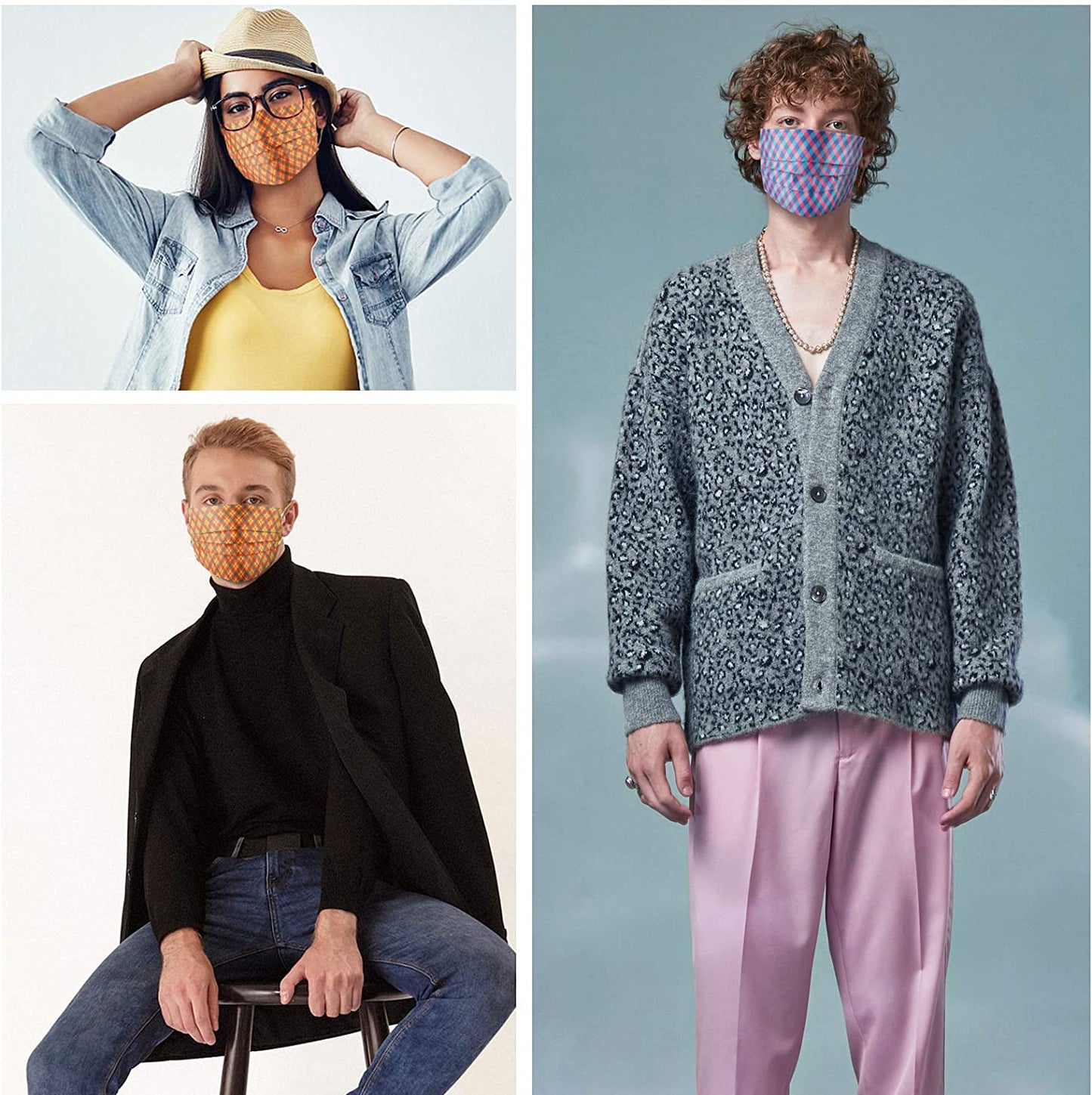 60PC Disposable Fashion Argyle Diamond Sweater Pattern Stylish Gift Unisex Adult