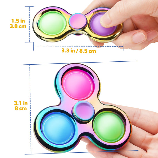 Fidget Pack 2PCS Push Pop Bubble Fidget Spinners 2-in-1 Toys Multicolor 3-Bubb