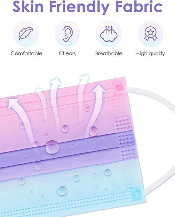 50PCS Fashion Disposable Adult Single Wrap Blue/Purple/Pink Multicolor Gradient