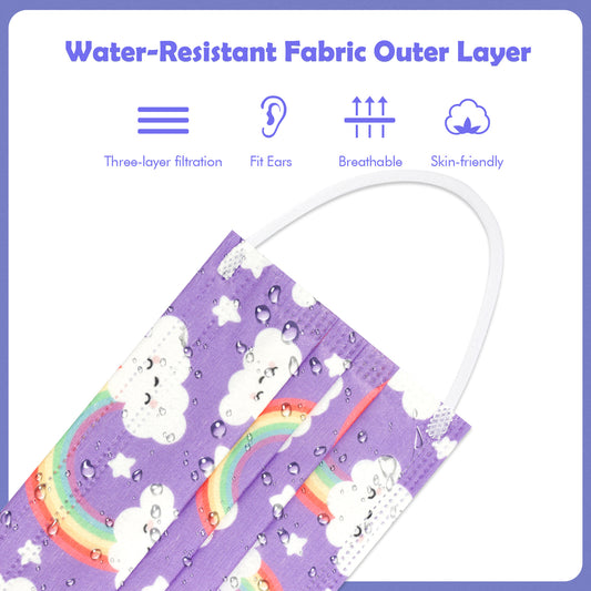 Kids?’ Disposable 60 Pcs Individually Packaged 3-Layer Fabric Elastic Ear Loo