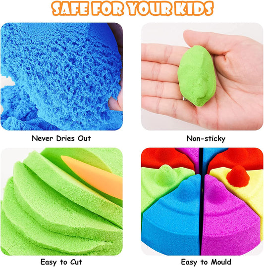 Play Sand 11lbs 5 Color Refill Pack Moldable Indoor Self-Sticky Sensory Sand Box