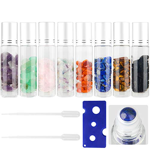 10ml Essential Oil Roller Bottles Set with Colorful Gem Stone Balls Home Ultra T