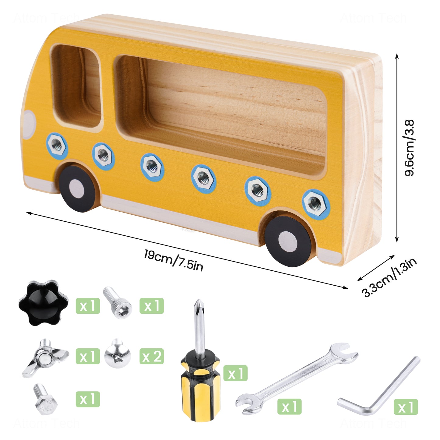 Montessori Wooden Screwdriver Board Sensory Toy for 3+ Year, STEM Activity
