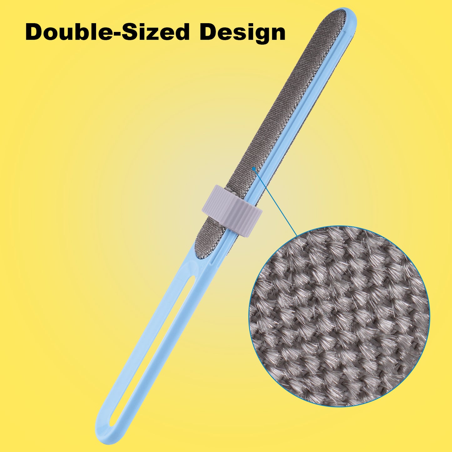 Double-Sided Pet Hairbrush Self-Cleaning Hoop Reusable Lint Hair Remover (Blue)