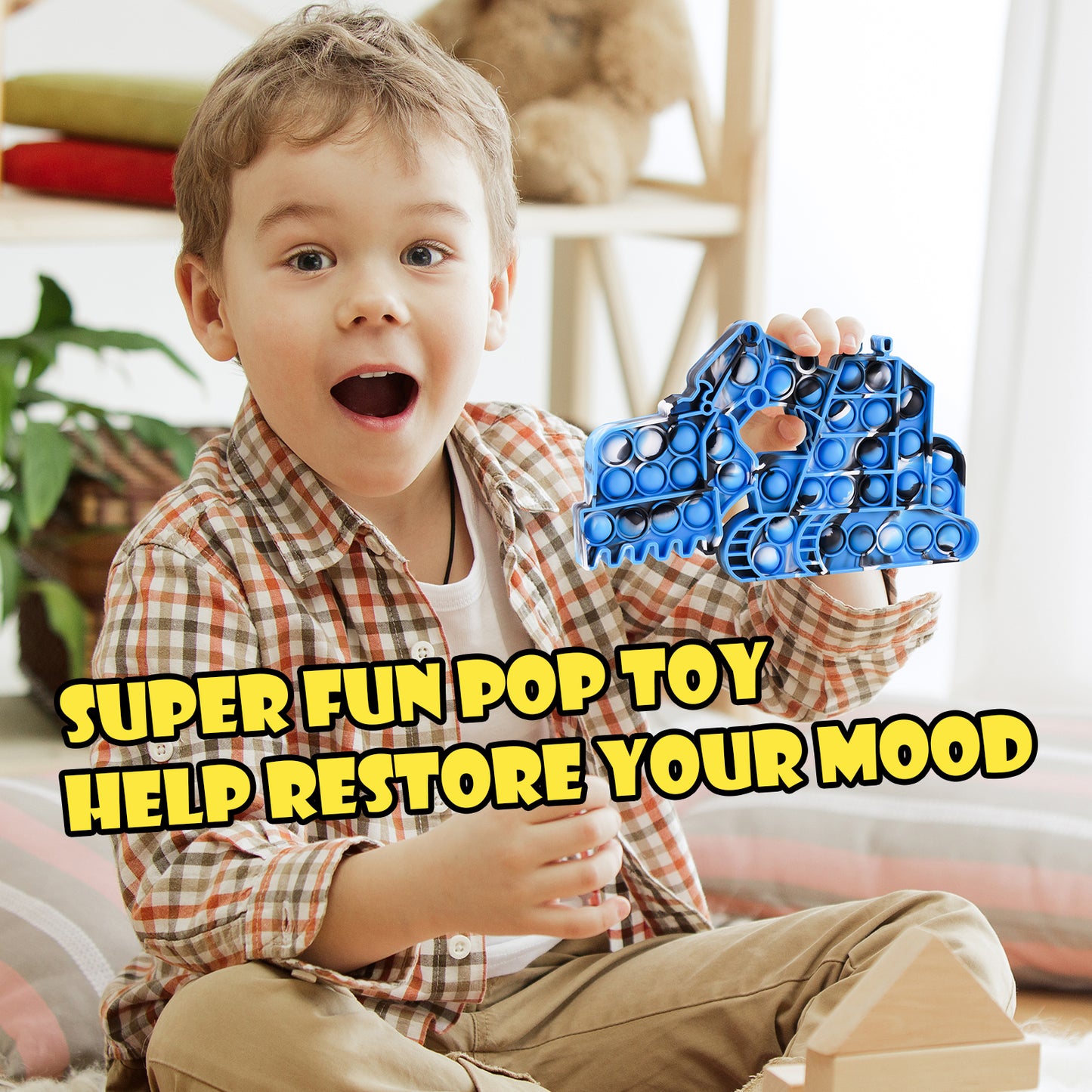 2PCS Excavator & Mixed Bubbles Game Controller Push Pop Fidget Sensory Toy