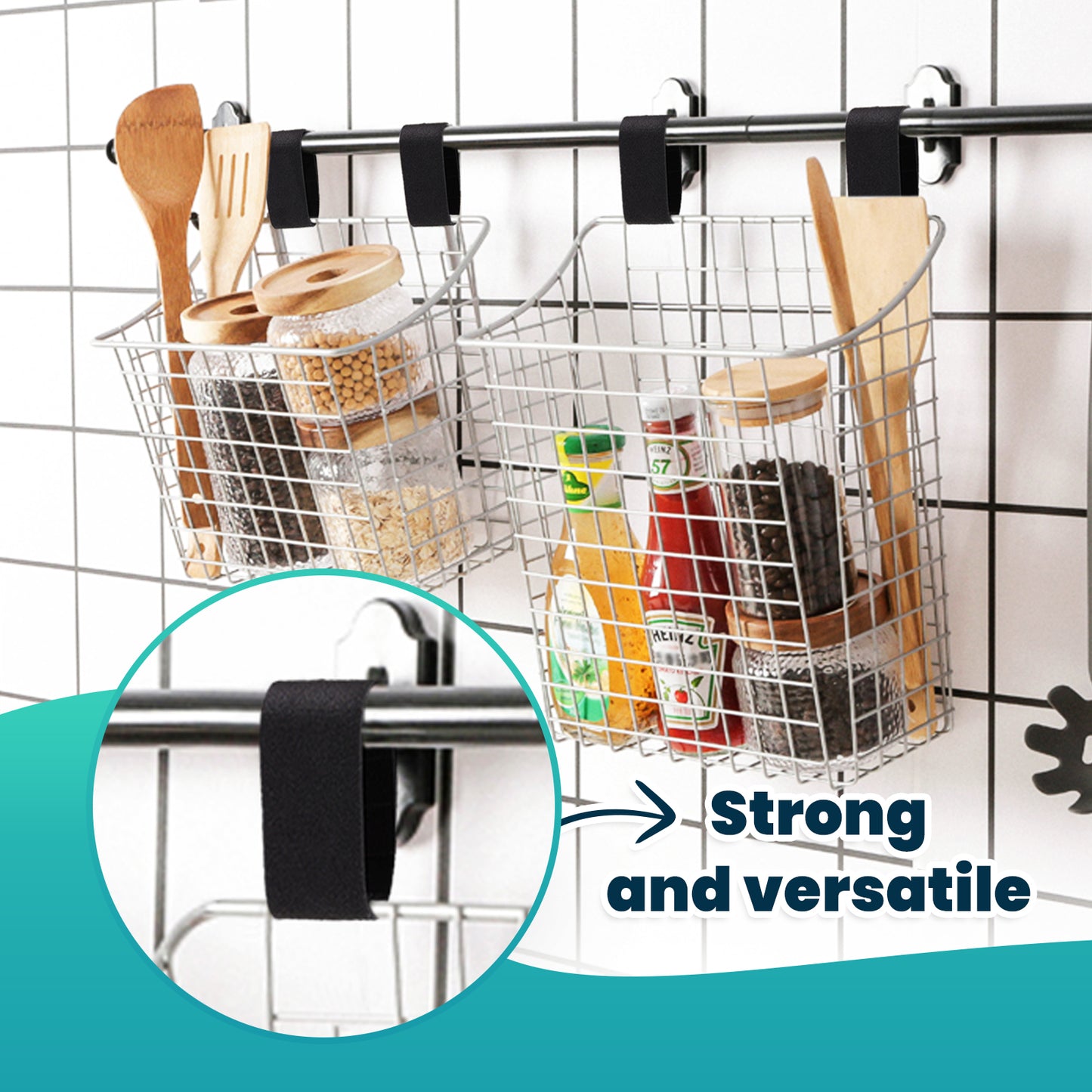 Easy Tear Self-Adhesive Nylon Cable Tie Roll, 2 Inch Wide 16.4 FT Long Reusabl