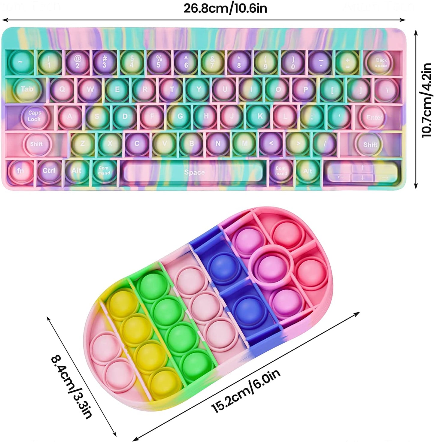 Mouse Keyboard Push Pop Bubble Fidget Sensory Toy Large Bubble Silicone Toy