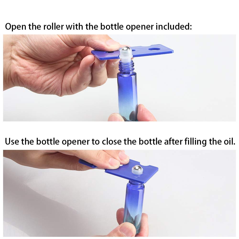 10ml Colorful Essential Oil Roller Bottles Set with Stainless Steel Balls Home U