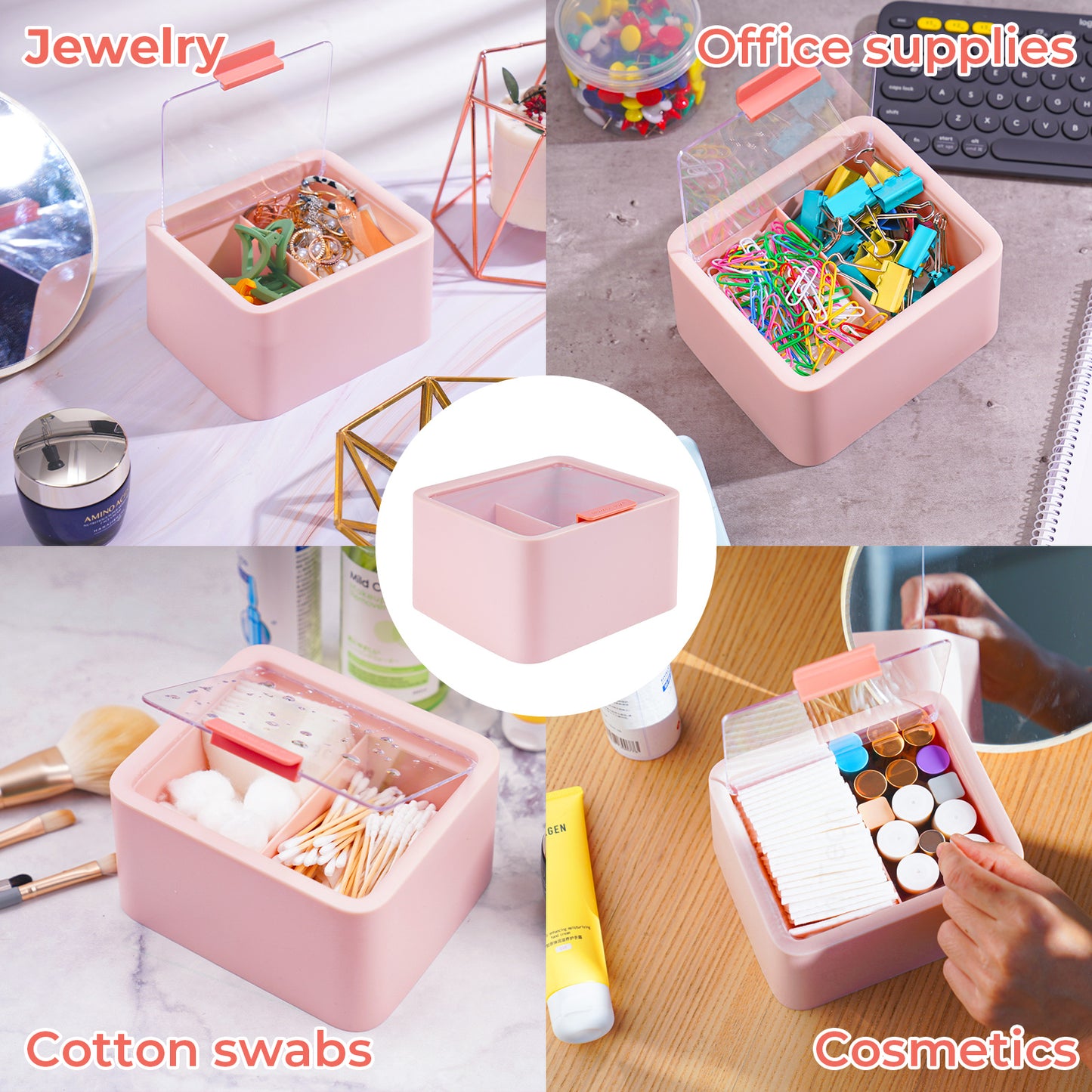 Vanity Makeup Organizer Plastic Bathroom Countertop Storage Cosmetic Box with