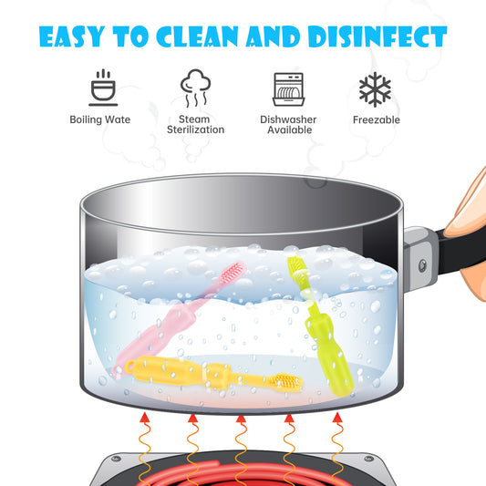 3-Pack Silicone Teething Toys for Babies 0-6 Months 6-12 Months Toothbrush Sha