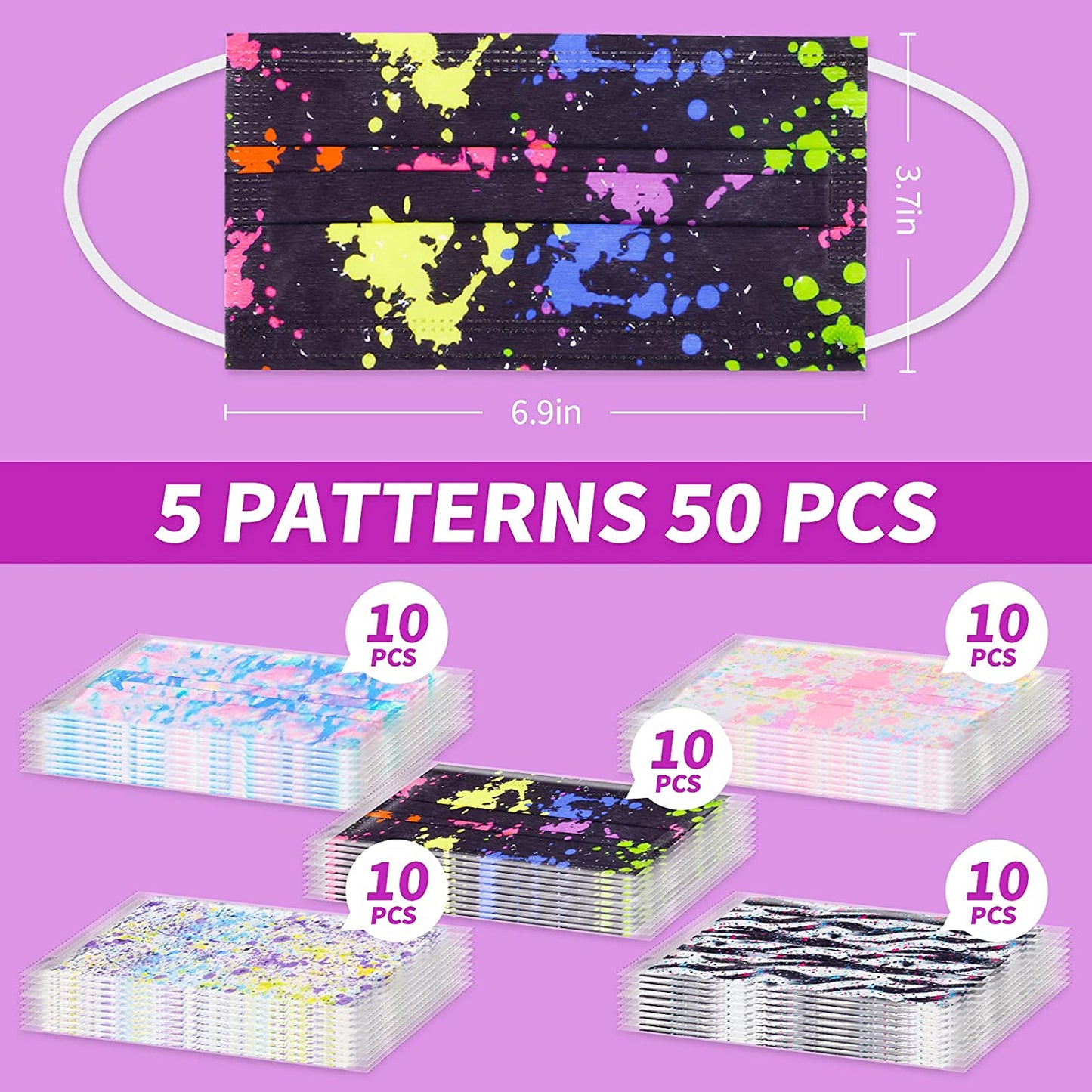 50-Pack Individually Wrapped Disposable Colorful Watercolor for Adults