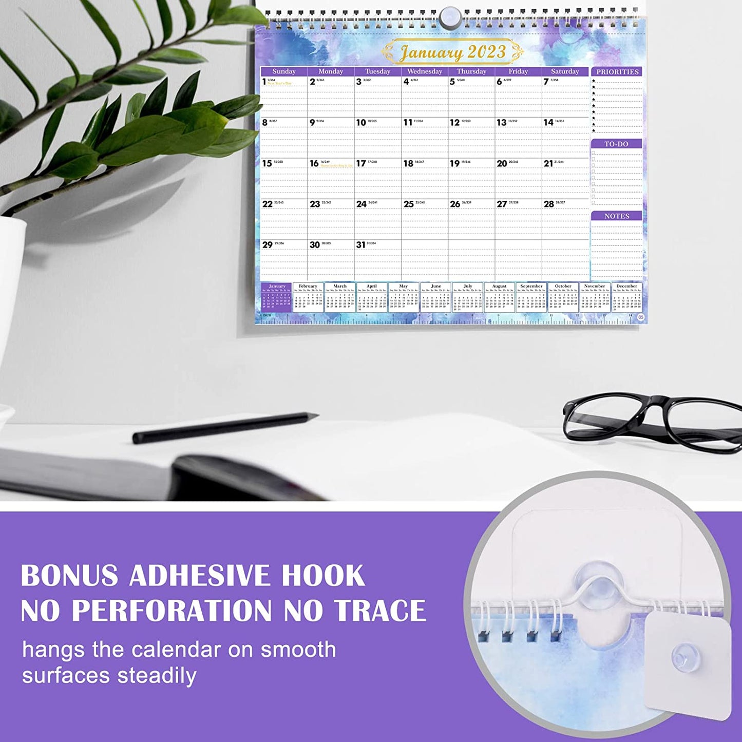 2023 Wall Calendar 14 Monthly Calendar Jan. 2023 - Feb. 2024, 15''x11.5'' Large