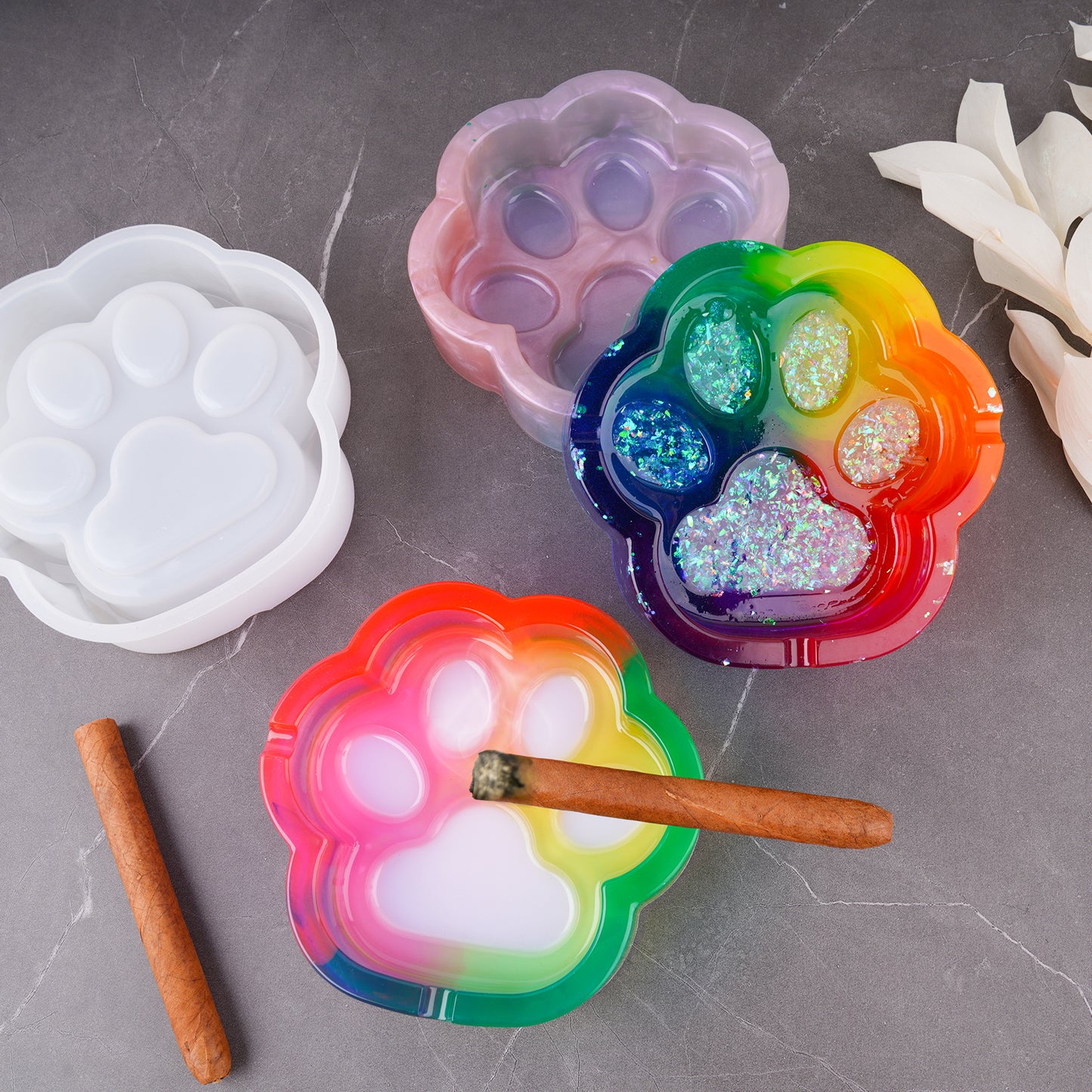 Cat Paw Ashtray/Coaster Epoxy Resin Casting Double-Side Silicone Mold DIY Kit