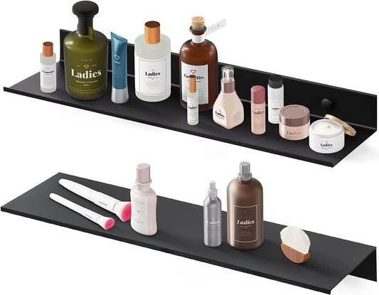 Aluminum Wall Mounted Floating Shelf Set 2PCS with Picture Ledge 15.7"x4.6"